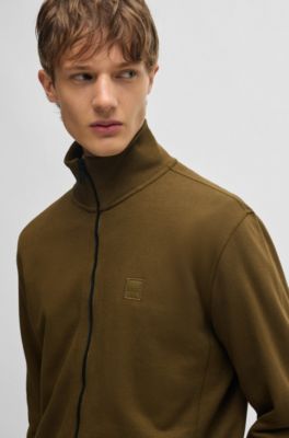 Chaqueta de felpa de algod&oacute;n con cremallera e insignia de logo, Cal