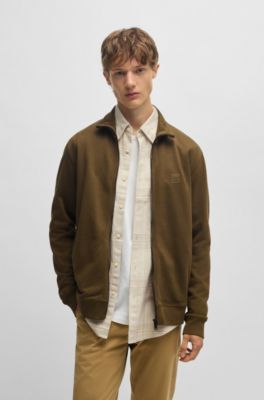 Chaqueta de felpa de algod&oacute;n con cremallera e insignia de logo, Cal