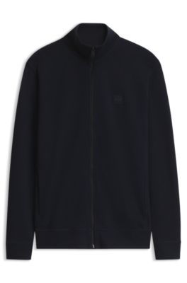 Cotton-terry jacket with logo patch, Dark Blue