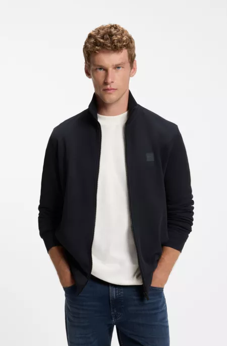 Cotton-terry jacket with logo patch