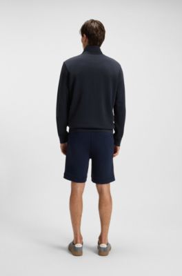 Cotton-terry jacket with logo patch, Dark Blue