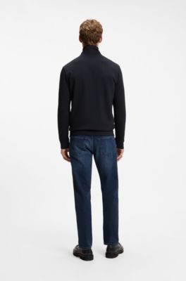 Cotton-terry jacket with logo patch, Dark Blue