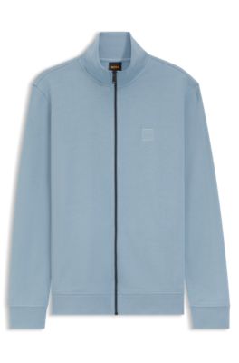 Cotton-jersey jacket with logo badge, Light Blue