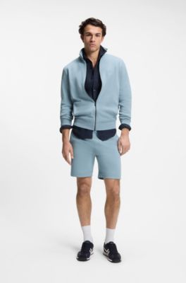 Veste en molleton de coton avec patch logo, bleu clair