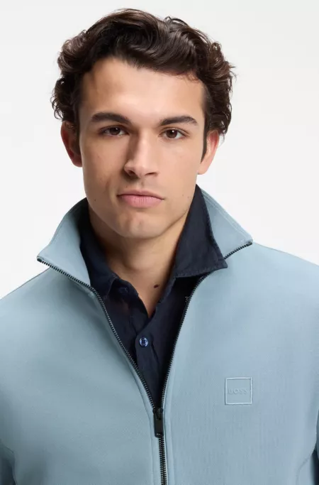 Cotton-terry jacket with logo patch