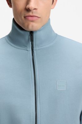 Veste en molleton de coton avec patch logo, bleu clair