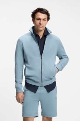 Veste en molleton de coton avec patch logo, bleu clair
