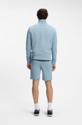 Veste en molleton de coton avec patch logo, bleu clair