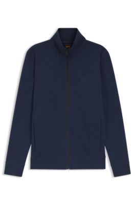 Veste en molleton de coton avec patch logo, bleu clair
