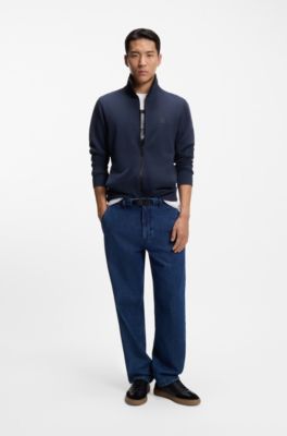 Veste en molleton de coton avec patch logo, bleu clair