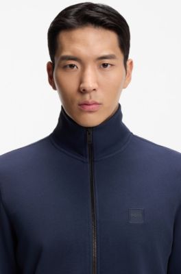 Veste en molleton de coton avec patch logo, bleu clair