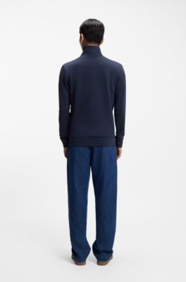 Veste en molleton de coton avec patch logo, bleu clair