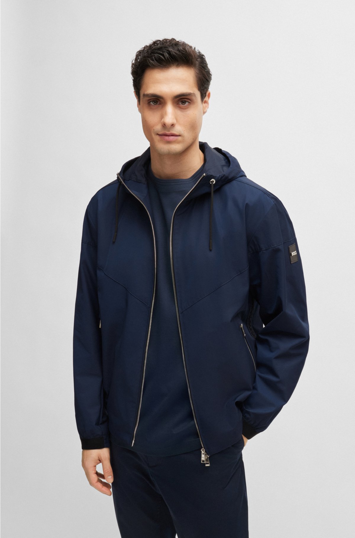 BOSS - Water-repellent hooded jacket in a regular fit
