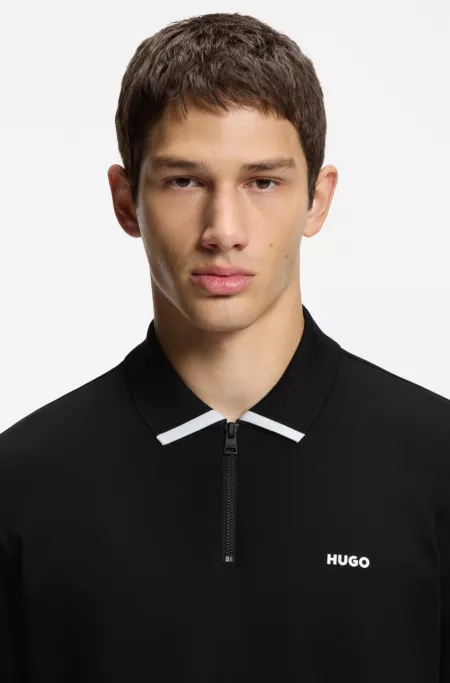 Contrast-logo polo shirt in cotton piqué