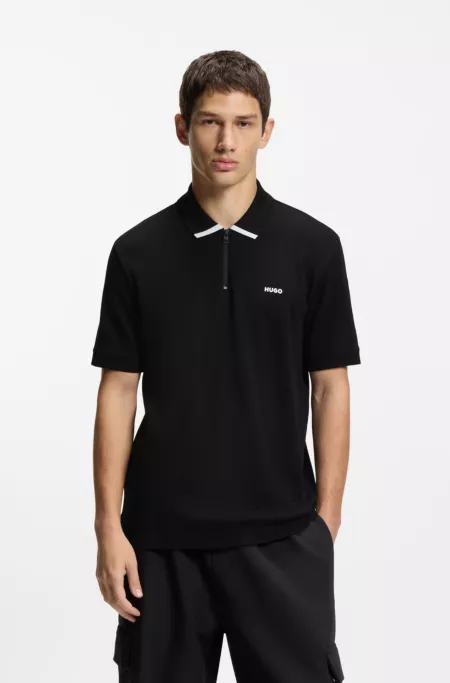 Contrast-logo polo shirt in cotton piqué