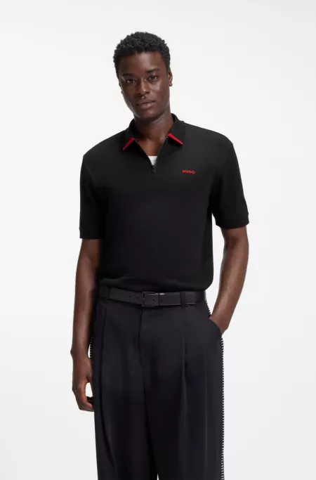 Contrast-logo polo shirt in cotton piqué