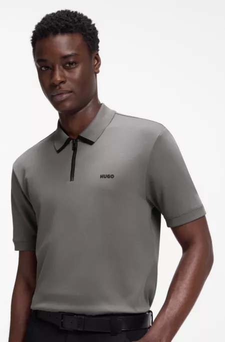 Contrast-logo polo shirt in cotton piqué
