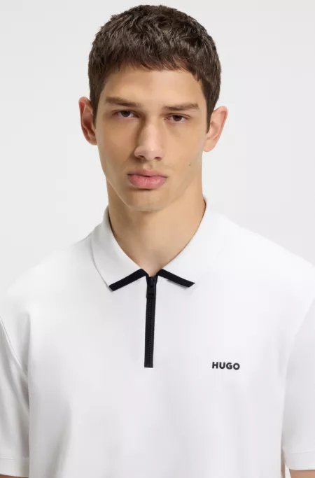 Contrast-logo polo shirt in cotton piqué