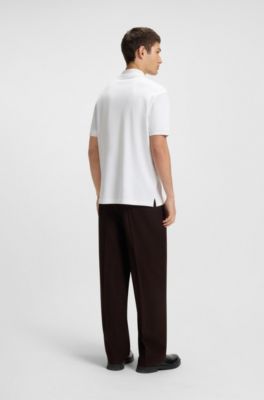Contrast-logo polo shirt in cotton piqu&eacute;, White