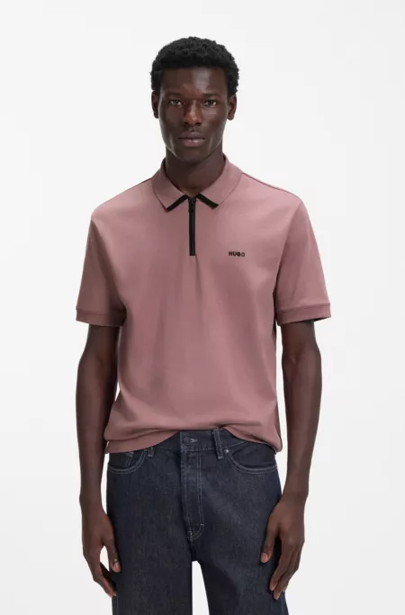 Contrast-logo polo shirt in cotton piqué