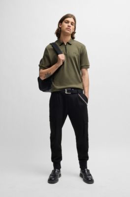 Polo de piqu&eacute; de algod&oacute;n con logo en contraste, Caqui