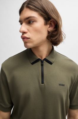 Polo de piqu&eacute; de algod&oacute;n con logo en contraste, Caqui