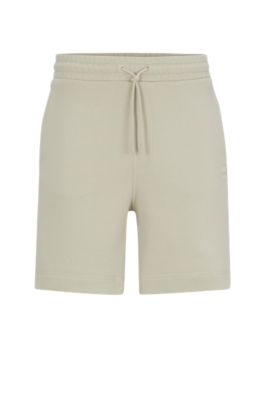 Short en molleton de coton avec &eacute;cusson logot&eacute;, Beige clair