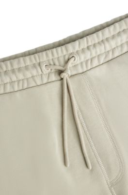 Short en molleton de coton avec &eacute;cusson logot&eacute;, Beige clair