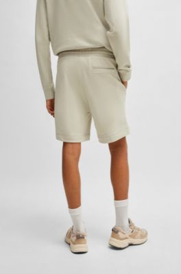 Short en molleton de coton avec &eacute;cusson logot&eacute;, Beige clair