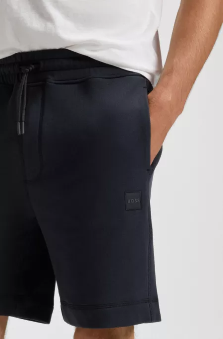 Cotton-terry shorts with logo patch