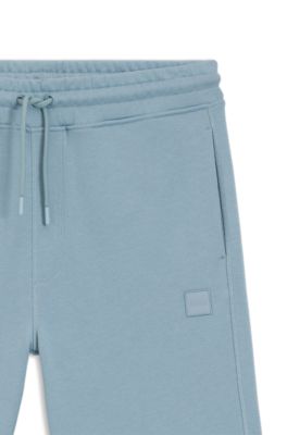 Shorts de felpa de algod&oacute;n con parche con logo, Celeste