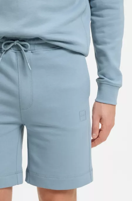 Cotton-terry shorts with logo patch