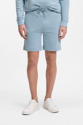 Cotton-terry shorts with logo patch, Light Blue