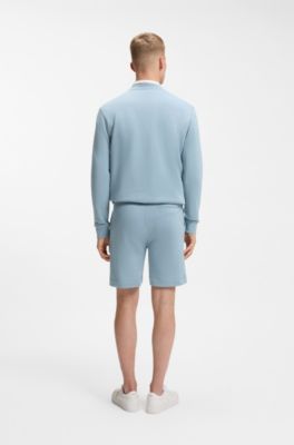 Shorts de felpa de algod&oacute;n con parche con logo, Celeste