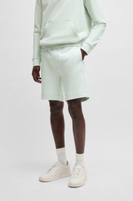 Short en molleton de coton avec &eacute;cusson logot&eacute;, bleu clair