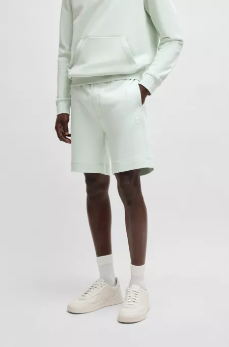 Cotton-terry shorts with logo patch