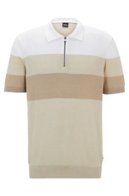 Hugo Boss Boss Trieste Quarter Zip Sweater In Light Beige