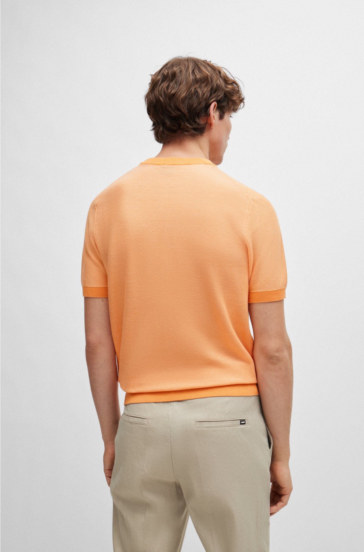 BOSS - Short-sleeved micro with structure sweater