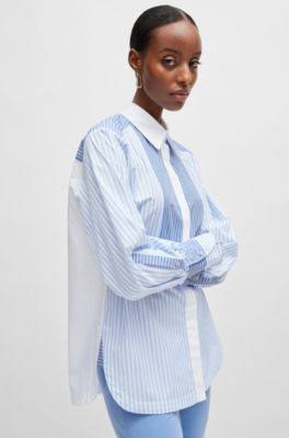 Blusa de algod&oacute;n con rayas verticales mixtas, Fantas&iacute;a