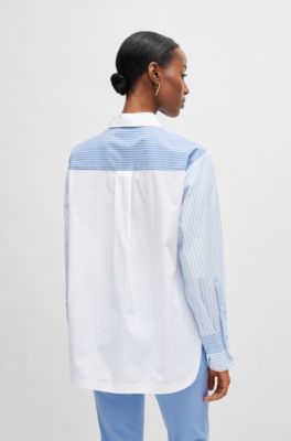 Blusa de algod&oacute;n con rayas verticales mixtas, Fantas&iacute;a