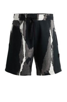 Hugo Boss Cotton-terry Shorts With Camouflage Print In Patterned