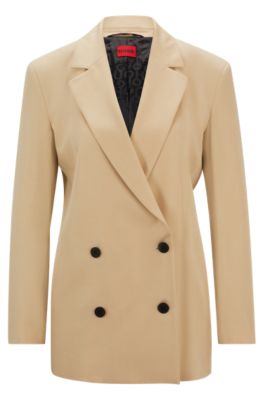 Hugo Boss Regular-fit Jacket With Double-breasted Closure In Light Beige
