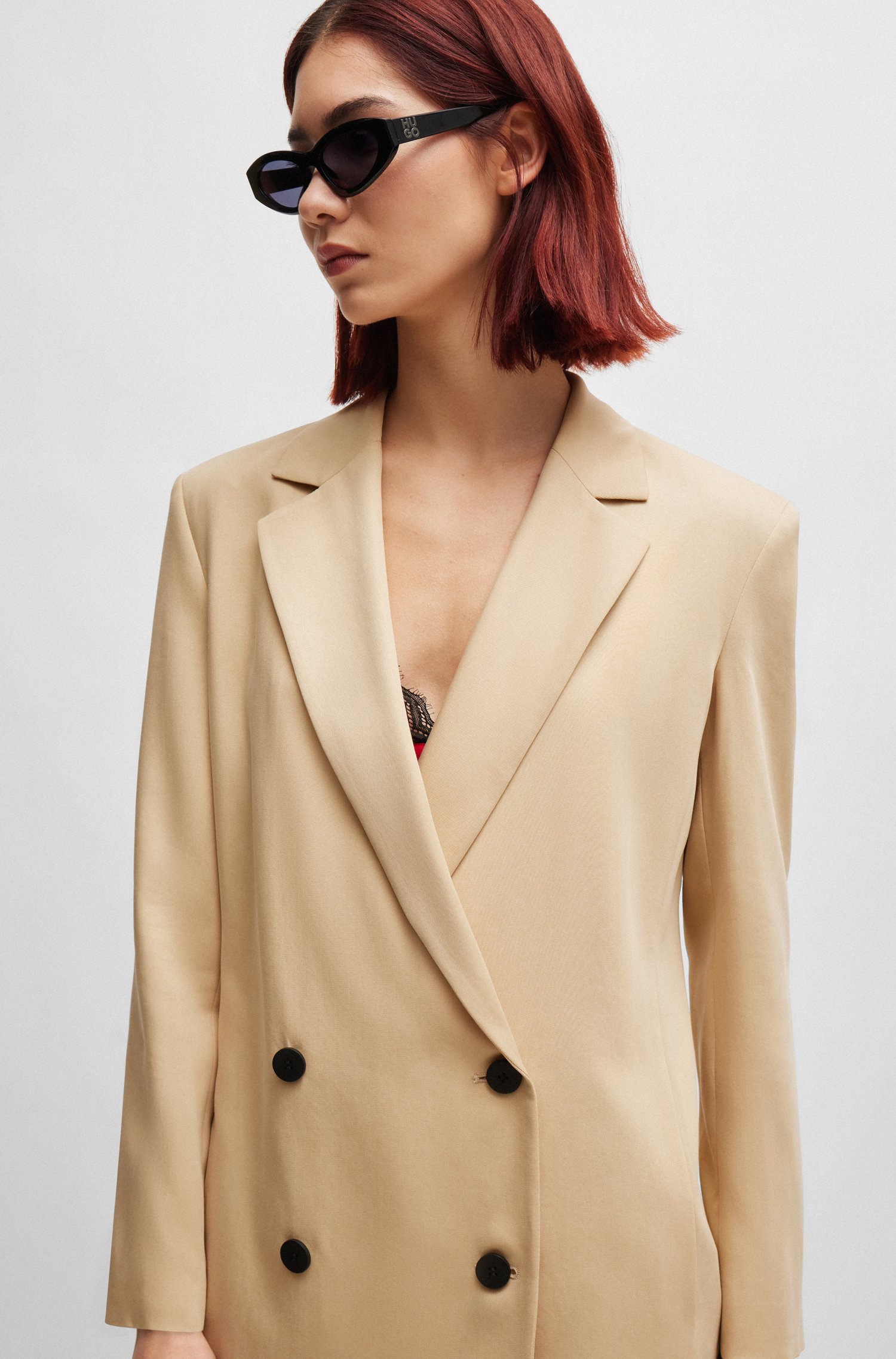 Regular-fit jacket with double-breasted closure