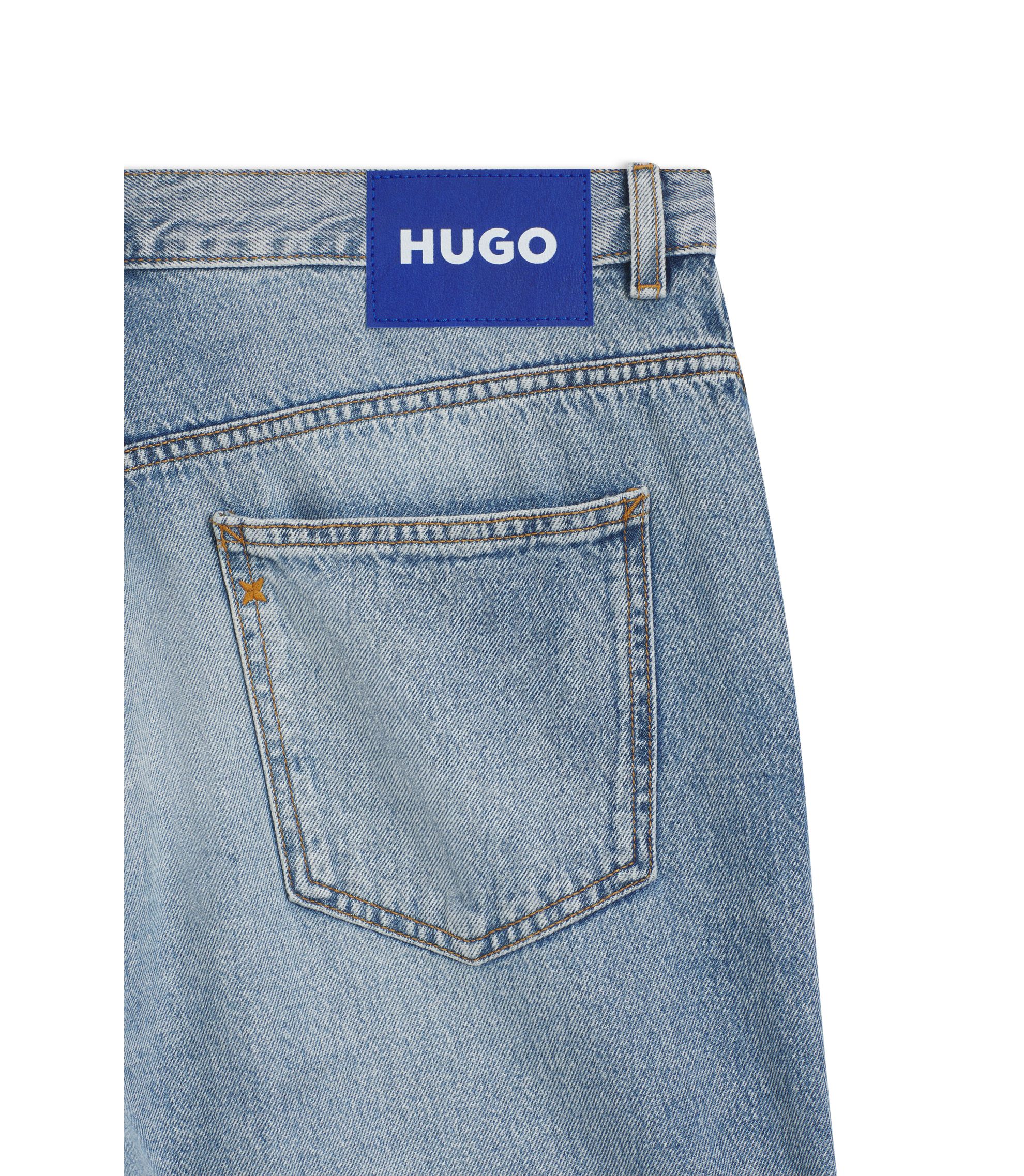 HUGO - Blue baggy-fit jeans in cotton denim - Turquoise
