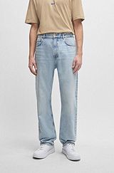 Baggy-fit jeans in heavyweight cotton denim, Turquoise
