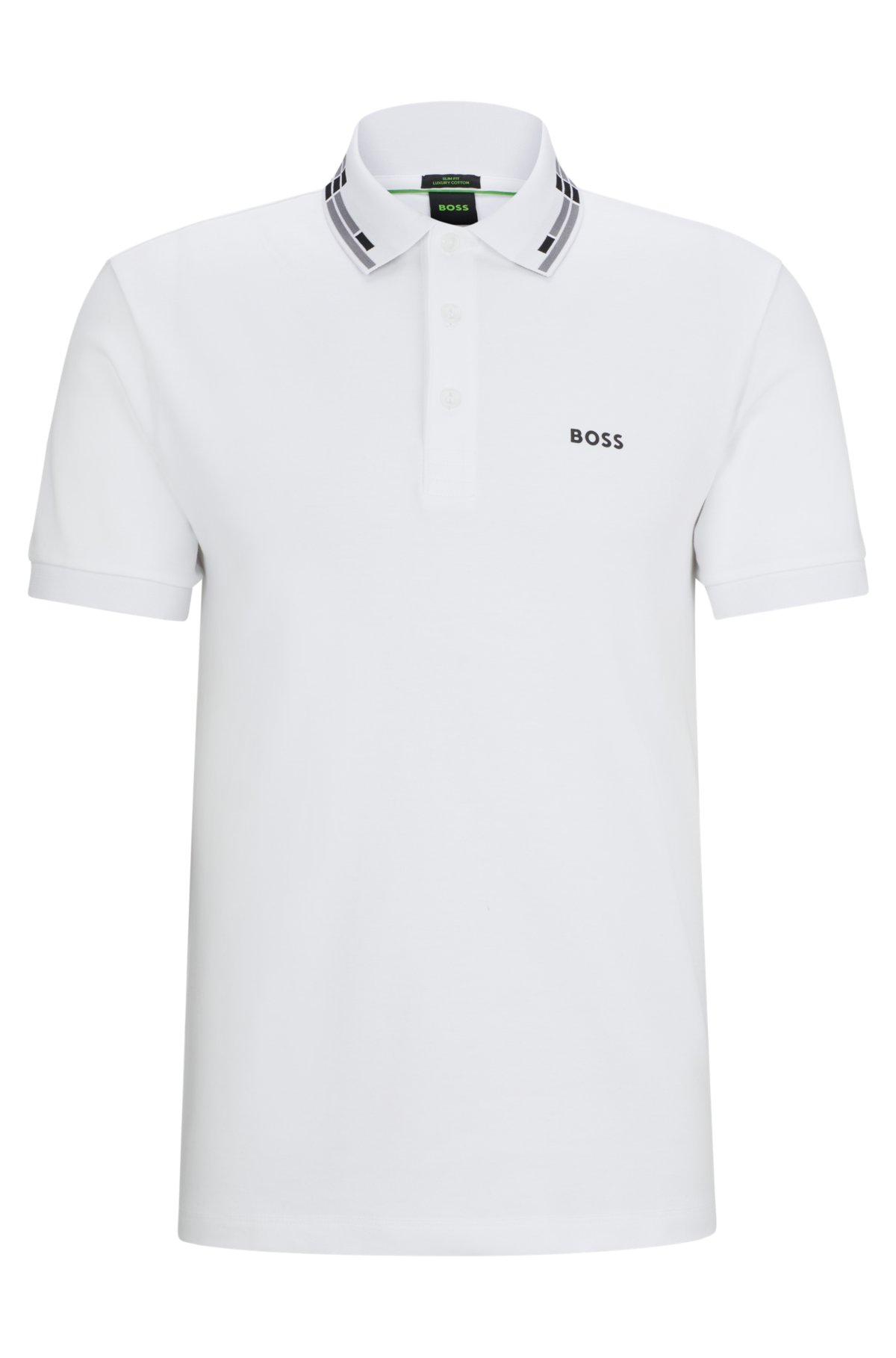 BOSS - Interlock-cotton slim-fit polo shirt with collar graphics
