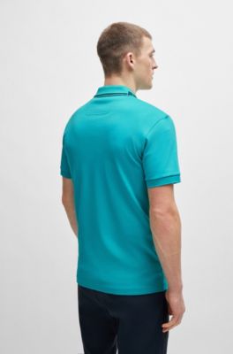 BOSS Interlockcotton slimfit polo shirt with collar graphics