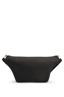 Structured belt bag with contrast logo, Black