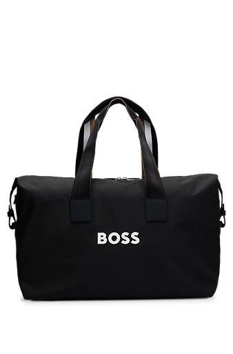 Contrast-logo holdall with signature-stripe handles, Black