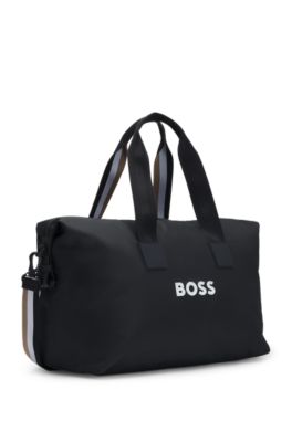 Contrast-logo holdall with signature-stripe handles, Black